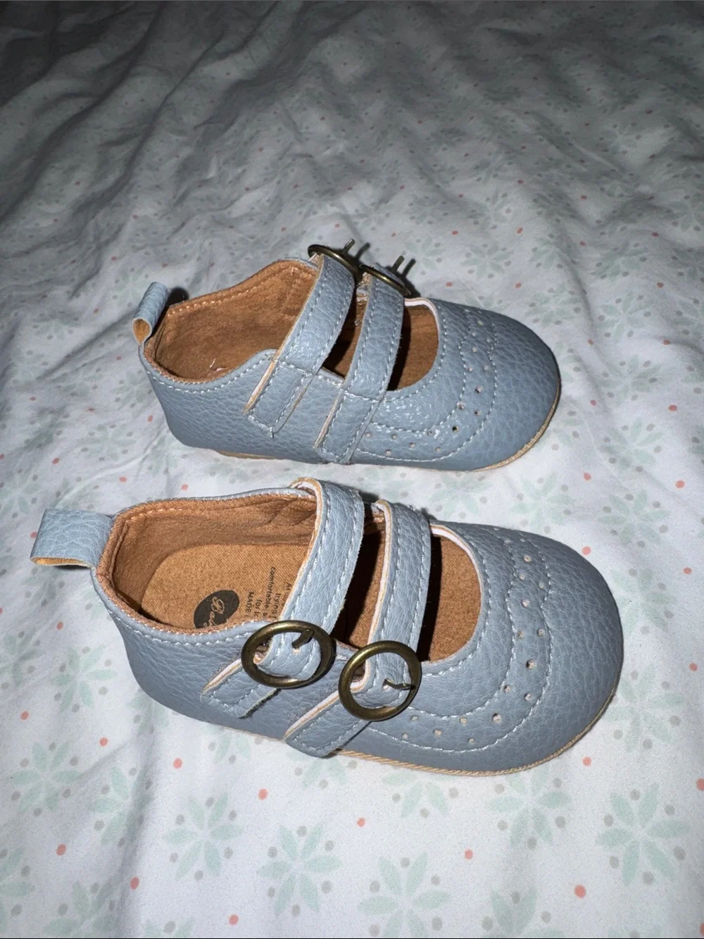 Baby Mary Jane Walker Shoes in Soft Blue with Double Straps